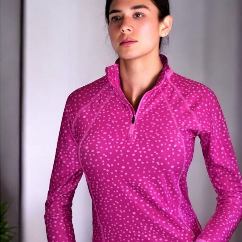 BCG Slim Activewear 1/4 Zip Cold Weather Pullover Pink on Pink Long Sleeves Sz L